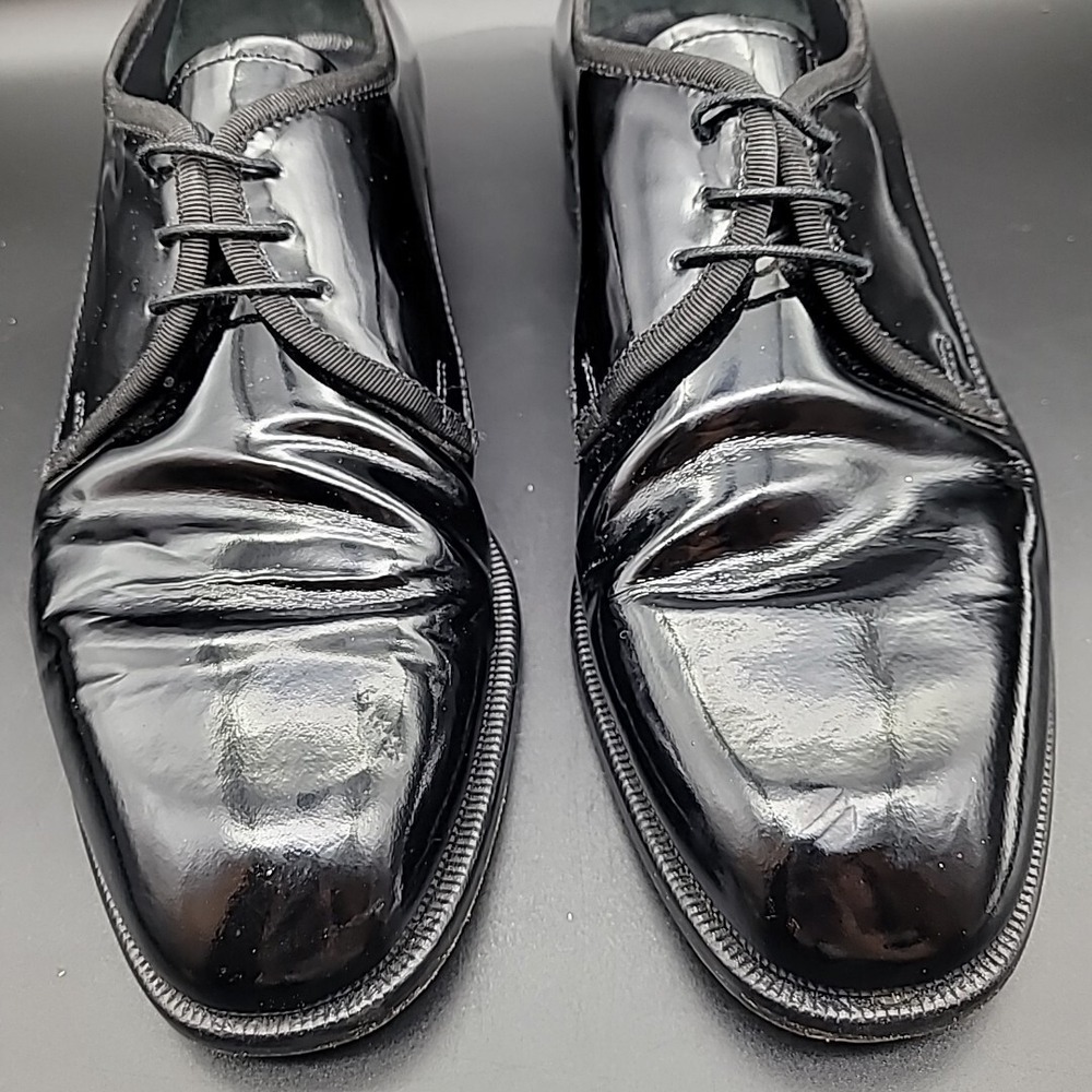 Pronto Uomo Black Patent Mens 9 Dress Shoes All Leather Formal Tuxedo - Picture 2 of 16